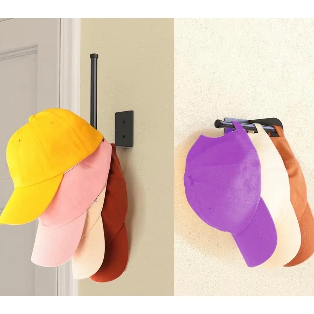 Wall Mount Hat Rack 3 Organizer Black Metal Storage Display Modern‎ Cap Closet